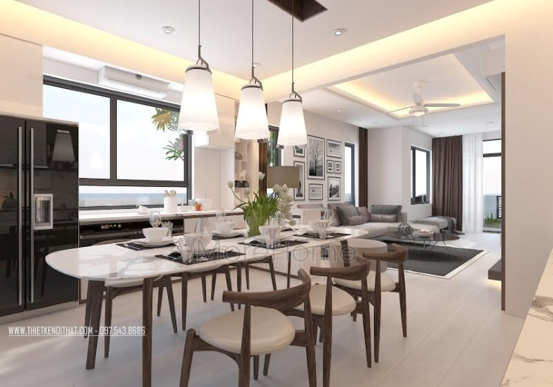 Nội thất gỗ óc chó đẹp, sang trọng cho phòng ăn hiện đại. Mẫu nội thất biệt thự đẹp