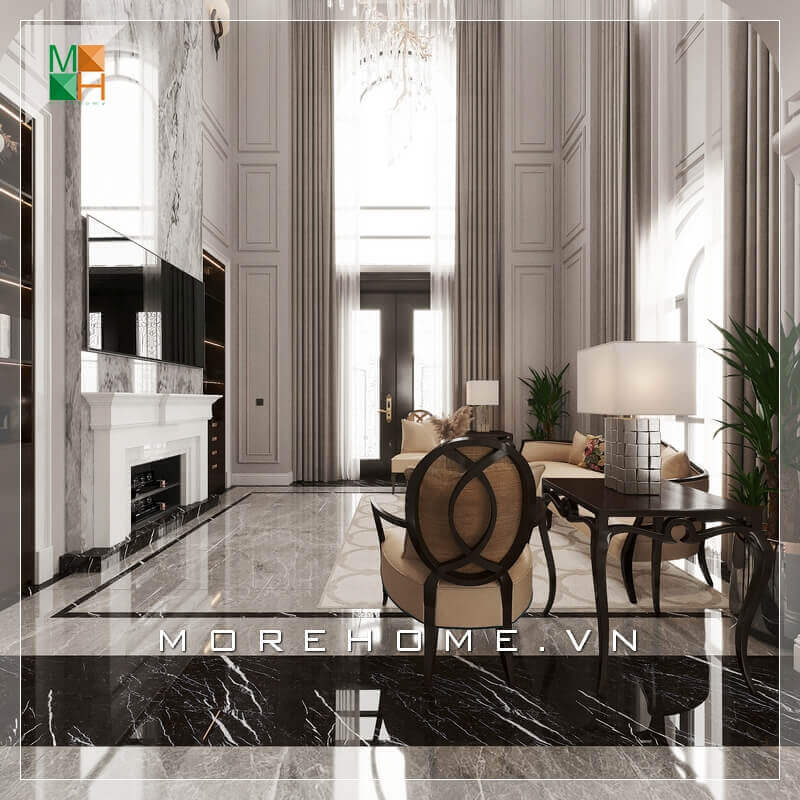 Thiết kế không gian phòng khách đẹp, cao cấp mang phong cách tân cổ điển cho chung cư, nhà phố, biệt thự, căn hộ penthouse. Mẫu nội thất biệt thự đẹp