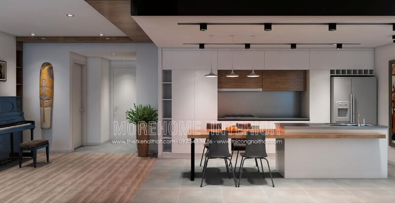 Lựa chọn tủ bếp âm tường màu trắng giúp gia chủ tiết kiệm được tối đa diện tích cũng như tạo độ thoáng hơn cho căn bếp chung cư nhà mình Tủ bếp gỗ, tủ bếp gỗ tự nhiên, tủ bếp tân cổ điển