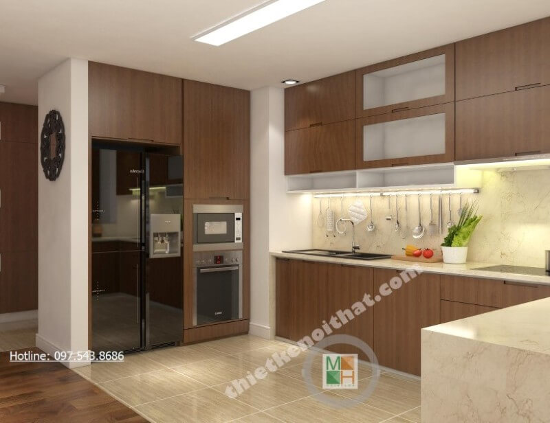 Với sự phân chia hợp lí và khoa học, tủ bếp hiện đại giúp cho người nội trợ dễ dàng nấu nướng nhanh chóng hơn Tủ bếp hiện đại, tủ bếp chữ u, tủ bếp chữ i, tủ bếp chữ l