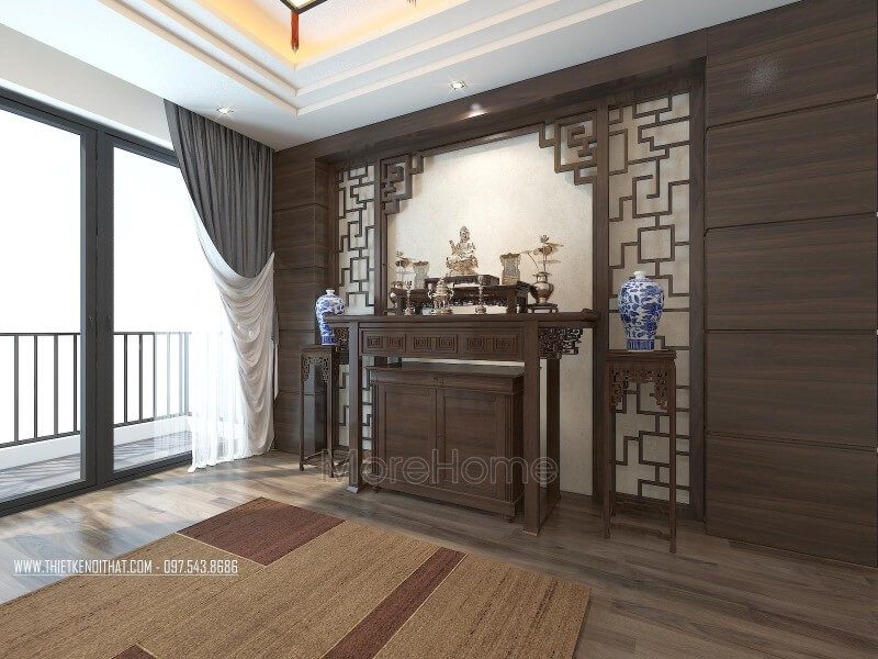 Ánh sáng tự nhiên là yêu tố rất quan trọng cho dù là bất kỳ không gian nào do vậy KTS đã lựa chọn kính cường lực để hài hòa hơn không gian trong phòng