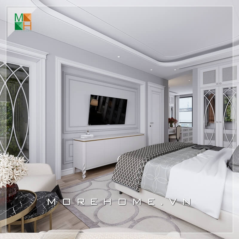 Ấn tượng với mẫu thiết kế nội thất phòng ngủ đẹp sang trọng tinh tế với các đường nét độc đáo của phào nổi trội phong cách tân cổ điển cho chung cư, nhà phố, biệt thự.