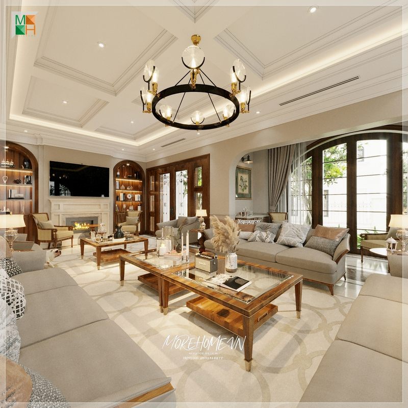 Chiêm ngưỡng và tham khảo mẫu thiết kế phòng khách biệt thự cho không gian phòng khách của gia đình.