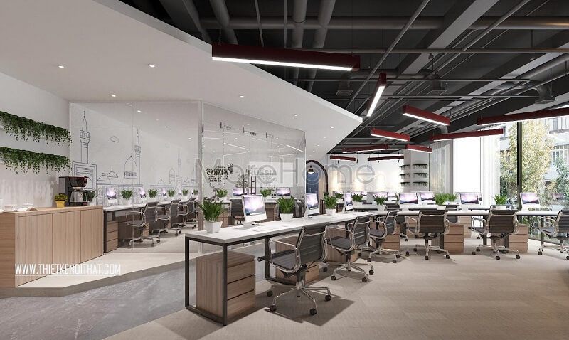Mẫu thiết kế văn phòng làm việc chuyên nghiệp với đồ nội thất cao cấp, hiện đại