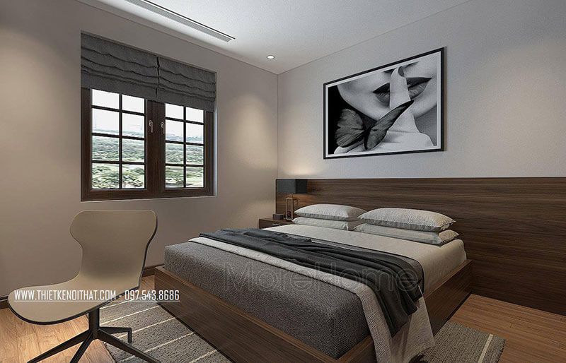 Thiết kế nội thất phòng ngủ gỗ hiện đại đơn giản cho nhà phố, chung cư, biệt thự