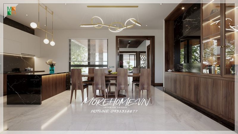 Bộ bàn ăn 8 ghế gỗ tự nhiên hiện đại độc đáo mới lạ với kiểu khoét phần sau lưng ghế thông thoáng, cá tính